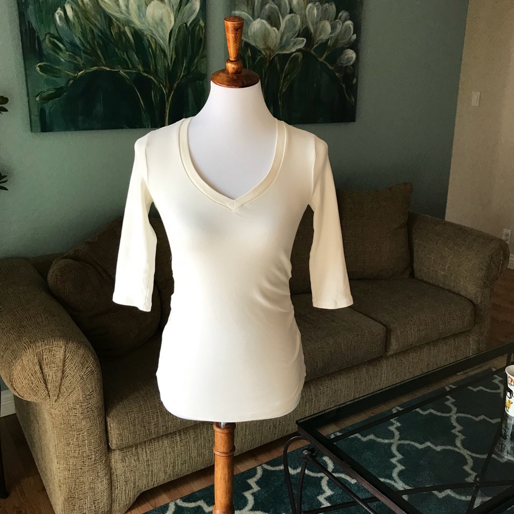 Maternity 3/4 sleeve cream top f21